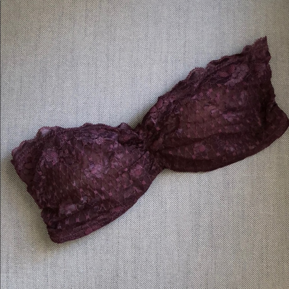 Wine coloured bandeau w/ lace up back